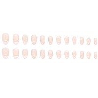 Foccna French White Press On Nails Medium, Almond Acrylic False Nails,Artificial Nails Fake Nails For Nail Art Manicure Decoration 24Pcs