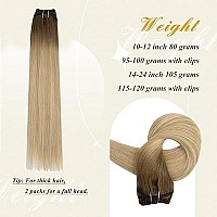 Full Shine Blonde Clip In Extensions Real Human Hair Balayage Chestnut Brown To Honey Blonde Mix Platinum Blonde Clip In Human Hair Extensions 7 Pcs 120G Double Weft Hair Extension Clip Ins 16 Inch