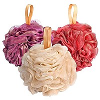 Fishent Bath Loofah Sponge 60G Soft Mesh Ball, , Loofah Shower Scrubber Pouf For Women And Men, Full Cleanse, 3 Pack Shower Loofah Fits For All Skin Types