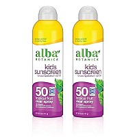 Alba Botanica Kids Sunscreen For Face And Body, Tropical Fruit Sunscreen Spray For Kids, Broad Spectrum Spf 50, Water Resistant And Hypoallergenic, 6 Fl Oz Bottle (Pack Of 2)