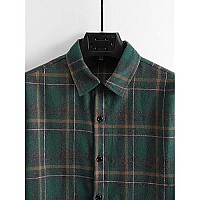 Floerns Mens Causal Flannel Plaid Shirts Long Sleeve Button Up Work Shirts Dark Green Plaid M