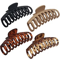 Owiizi Large Claw Clips For Thick Hair 4.3 Matte Big Hair Claw Clips Non-Slip Leopard Color Claw Hair Clips Strong Hold Barrette Jumbo Hair Clips For Women Long Thick Hair (4Packs)