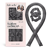 Kitsch Satin Heatless curling Set - Hair Rollers for Heatless curls Heatless Hair curlers & Hot Rollers Hair curlers to Sleep in Heatless curling Rod Headband Heatless curler (charcoal)