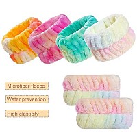 4 Pairs Wrist Spa Washband Soft Microfiber Wrist Washband Wrist Wash Towel Band For Washing Face Makeup Women Girls Ladies Prevent Water Wet Your Arm