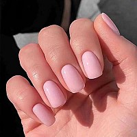 Rikview Pink Press On Nails Short Fake Nails Square Acrylic Nails Glossy Nails For Women 24 Pcsset