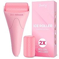 Ice Roller [2-Rollers Included], Ice Roller For Face, Ice Face Roller, Cold Facial Ice Roller Massager For Eye Puffiness, Migraine, Tmj Pain Relief & Minor Injuries, Skin Care Products (Pink)