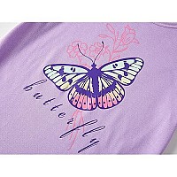 Trendy 2-Piece Butterfly Pajama Tee & Pants Set For Girls - Kids Stripes Summerfallspring Clothing Size 6