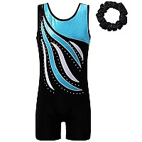 Baohulu Leotard For Girls Gymnastics Toddler Tank Biketards Shorts Shiny Scale Diamond Kids Dancewear Hb165_Blackblue_100