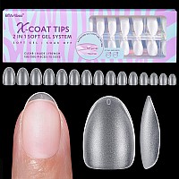 Extra Short Almond Nail Tips - Btartbox Gel Nail Tips Xs 300Pcs 2 In 1 X Coat Tips With Tip Primer Cover,Pre-Shaped Full Matte Oval Gel Press On Nails Clear Soft Fake Nails For Acrylic Nail Extension 15 Sizes