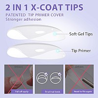 Extra Short Almond Nail Tips - Btartbox Gel Nail Tips Xs 300Pcs 2 In 1 X Coat Tips With Tip Primer Cover,Pre-Shaped Full Matte Oval Gel Press On Nails Clear Soft Fake Nails For Acrylic Nail Extension 15 Sizes