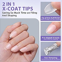 Extra Short Almond Nail Tips - Btartbox Gel Nail Tips Xs 300Pcs 2 In 1 X Coat Tips With Tip Primer Cover,Pre-Shaped Full Matte Oval Gel Press On Nails Clear Soft Fake Nails For Acrylic Nail Extension 15 Sizes