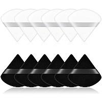 Ainiv 12Pcs Powder Puffs, 2.76 Inch Pure Cotton Soft Triangle Wedge Makeup Powder Puff For Loose Powder Mineral Powder Body Powder Cotton Velour Cosmetic Foundation Sponge Makeup Tool(Black&White)