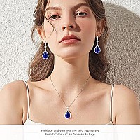 Linawe Sapphire Royal Blue Drop Dangle Earrings For Women Trendy Silver Jewelry For Wedding Bride Bridesmaid Costume White Gold Crystal Teardrop Diamond Rhinestone Cubic Zirconia Gift For Mom Wife Her