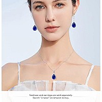 Linawe Sapphire Royal Blue Drop Dangle Earrings For Women Trendy Silver Jewelry For Wedding Bride Bridesmaid Costume White Gold Crystal Teardrop Diamond Rhinestone Cubic Zirconia Gift For Mom Wife Her