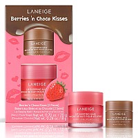 LANEIgE Berries N choco Kisses Set: Lip Sleeping Mask Berry (Full Sized) & chocolate (Travel Sized), Hydrate, Nourish