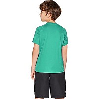 Tsla Youth Kids Upf 50+ Short Sleeve, Aqua Water Swimsuit Top, Uvspf Surf Swim Shirt, Swim Shirt Green, 4