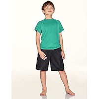 Tsla Youth Kids Upf 50+ Short Sleeve, Aqua Water Swimsuit Top, Uvspf Surf Swim Shirt, Swim Shirt Green, 4