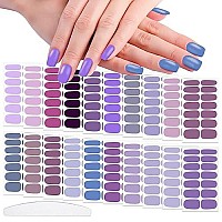 Wokoto 20 Sheets Purple Solid Nail Stikcers Full Nail Wraps For Women Nail Art Decals Nail Polish Strips 280 Tips Gel Nail Strips Nail Polish Stickers Stick On Nail Polish Wraps Nail Color Strips