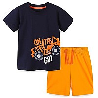 Boys Summer Clothes,Cotton T-Shirt And Short Clothing Set Outfits Navy Truck Size 7