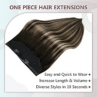 Full Shine Invisible Wire Human Hair Extension 70G 12 Inch Fish Line Extension Straight Hair Off Black Fading To Honey Blonde Highlights Black Secret Hairpiece Extensions For Women