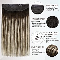 Full Shine Ombre Brown Hair Extensions With Invisible Wire 80G Darkest Brown To Platinum Blonde Mix Darkest Brown 2602 Fish Line Hair Extensions Real Human Hair For Thin Hair 16 Inch