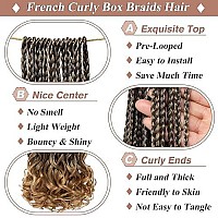 Ruiyok 18 Inch French Curl Crochet Braids 8 Packs Pre Looped Goddess Box Braids Crochet Hair With Curly Ends Synthetic Bouncy Crochet Box Braids For Women