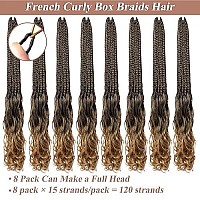 Ruiyok 18 Inch French Curl Crochet Braids 8 Packs Pre Looped Goddess Box Braids Crochet Hair With Curly Ends Synthetic Bouncy Crochet Box Braids For Women