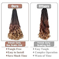 Ruiyok 18 Inch French Curl Crochet Braids 8 Packs Pre Looped Goddess Box Braids Crochet Hair With Curly Ends Synthetic Bouncy Crochet Box Braids For Women