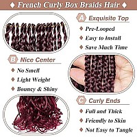 Ruiyok French Curl Crochet Braids 18 Inch Ombre Red Pre Looped Bouncy Goddess Box Braids Hair With Curly Ends 8 Packs Bohemian French Curly Braiding Hair For Women