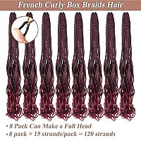 Ruiyok French Curl Crochet Braids 18 Inch Ombre Red Pre Looped Bouncy Goddess Box Braids Hair With Curly Ends 8 Packs Bohemian French Curly Braiding Hair For Women