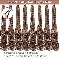 Ruiyok 18 Inch French Curl Crochet Braids 8 Packs Goddess Box Braids Crochet Hair Pre Looped Mix Brown French Curls Braiding Hair With Bouncy Wavy Ends Synthetic Crochet Box Braids For Women