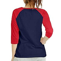 Women 34 Sleeve Baseball Tee - Raglan Shirts Jersey Tops Quarter Sleeve Shirt Tees (Lbt001 L, Navydred)