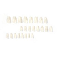 Qingge White Press On Nails Medium Length Coffin Fake Nails Solid Color Stick On Nails Glue On Nails Glossy Acrylic Nails False Nails For Women 24Pcs