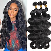 10A Brazilian Body Wave Bundles Human Hair 14 16 18 Inch 100% Unprocessed Human Hair 3 Bundles Body Wave Remy Virgin Hair Weave Bundles Human Hair