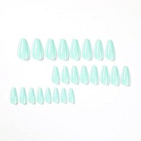 Spring Mint Green Press On Nails Medium Stiletto Almond,Kqueenest Glossy Acrylic Nails Kit Reusable Fake Nails Feature Protective Uv Coating For Women Nail Art Manicure In 24Pcs