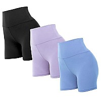 Gayhay 3 Pack Womens Biker Shorts - 5 High Waisted Buttery Soft Shorts For Athletic Workout Yoga