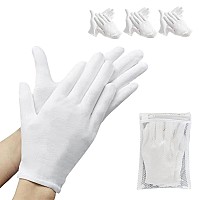 Zfyoung 6 Pcs(3Pairs) White Cotton Gloves,White Moisturizing Gloves, Cotton Gloves For Dry Hands Eczema, White Sleep Gloves For Men And Women, Beauty Coin Spa Cloth Gloves