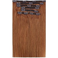 Full Shine Clip In Extension Real Human Hair 24 Inch Colored Auburn Red Hair Extension Clip In Human Hair For Women Invisible Clip In Copper Hair Extension Soft Hair 7Pcs 120G 24 Inch