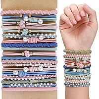 Yolev 20Pcs Boho Hair Ties Bracelet, Elastic Ponytail Cute Bracelet Hair Holders No vendalize Hair Elastics Hair Ties For Women/Girls