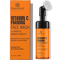 Botanic Hearth Vitamin c Foaming Face Wash with Papaya & Orange Extracts Built-In Silicone Brush For cleansing & glowing Skin Paraben & Sulphate Free Face cleanser for Women & Men 51 fl oz