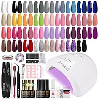 Rosalind 54Pcs Gel Nail Polish Kit With U V Light 48W Nail Lamp, 35 Color Gel Nail Kit Base Top Coat And Nail Art Manicure Tools Starter Kit Diy Decoration Nail Home Kit For Women