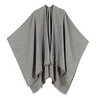 Women's Shawl Wrap Poncho for Cape Ruana for Travel Plane Blanket, Reversible Open Front Design (PCP-4)