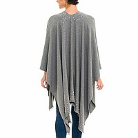 Women's Shawl Wrap Poncho for Cape Ruana for Travel Plane Blanket, Reversible Open Front Design (PCP-4)