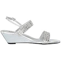 Touch Ups Women's Allison Wedge Sandal, Silver, 9.5 M US