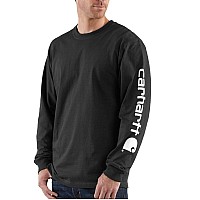 Carhartt Men's Long-Sleeve Graphic Logo T-Shirt - Black - Large