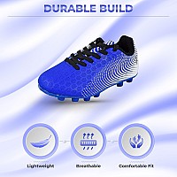 Vizari Stealth FG Soccer Shoes | Firm Ground Outdoor Soccer Shoes for Boys and Girls | Lightweight and Easy to wear Youth Outdoor Soccer Cleats | Stealth Blue/White | Big Kid