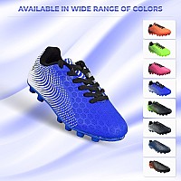 Vizari Stealth FG Soccer Shoes | Firm Ground Outdoor Soccer Shoes for Boys and Girls | Lightweight and Easy to wear Youth Outdoor Soccer Cleats | Stealth Blue/White | Big Kid