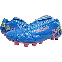 Vizari Blossom Firm Ground Youth Soccer Cleats for Boys and Girls - Blue/Pink, Size 11 | Durable Premium Synthetic Leather Upper Kids Football Cleats | Rubber Sole Sports Shoes for Maximum Traction