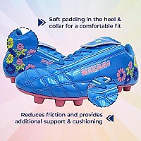 Vizari Blossom Firm Ground Youth Soccer Cleats for Boys and Girls - Blue/Pink, Size 11 | Durable Premium Synthetic Leather Upper Kids Football Cleats | Rubber Sole Sports Shoes for Maximum Traction