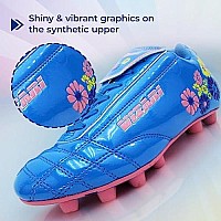 Vizari Blossom Firm Ground Youth Soccer Cleats for Boys and Girls - Blue/Pink, Size 11 | Durable Premium Synthetic Leather Upper Kids Football Cleats | Rubber Sole Sports Shoes for Maximum Traction